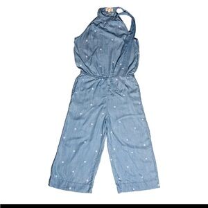 Cloth & Stone Blue Polka Dot Chambray Jumpsuit